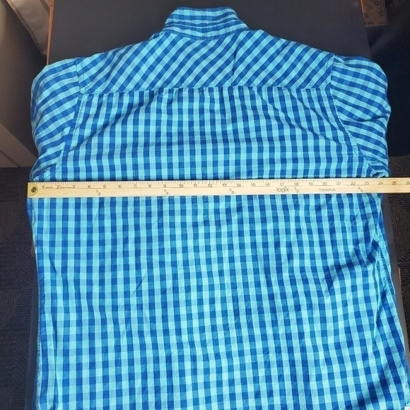 PD&C Classic Plaid Button Down Shirt Men’s XL Blue - Picture 9 of 12